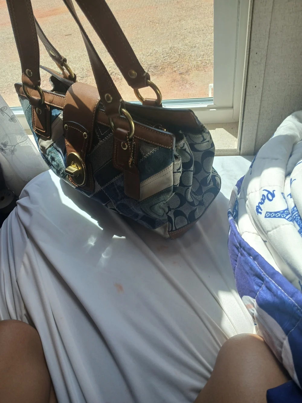 Coach patchwork Denim & Tan Leather Shoulder Bag - Picture 4 of 5